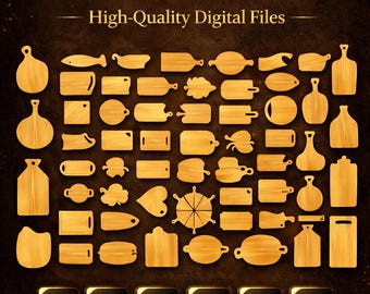 50 diseños de tablas de cortar CNC: plantillas de tablas de madera para quesos y embutidos, listas para enrutador CNC y corte láser.