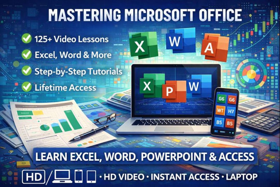 Office Productivity Courses Bundle | Excel Word Powerpoint Access - Etsy