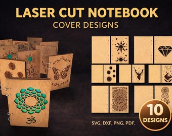 Paquete de archivos cortados con láser para cuadernos | Diseños de diarios y portadas SVG CNC