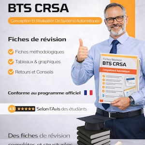 Puede incluir: Imagen promocional de las fichas de revisión BTS CRSA. La imagen presenta a un hombre sonriente sosteniendo una guía de estudio, una pila de libros, un birrete y un diploma.