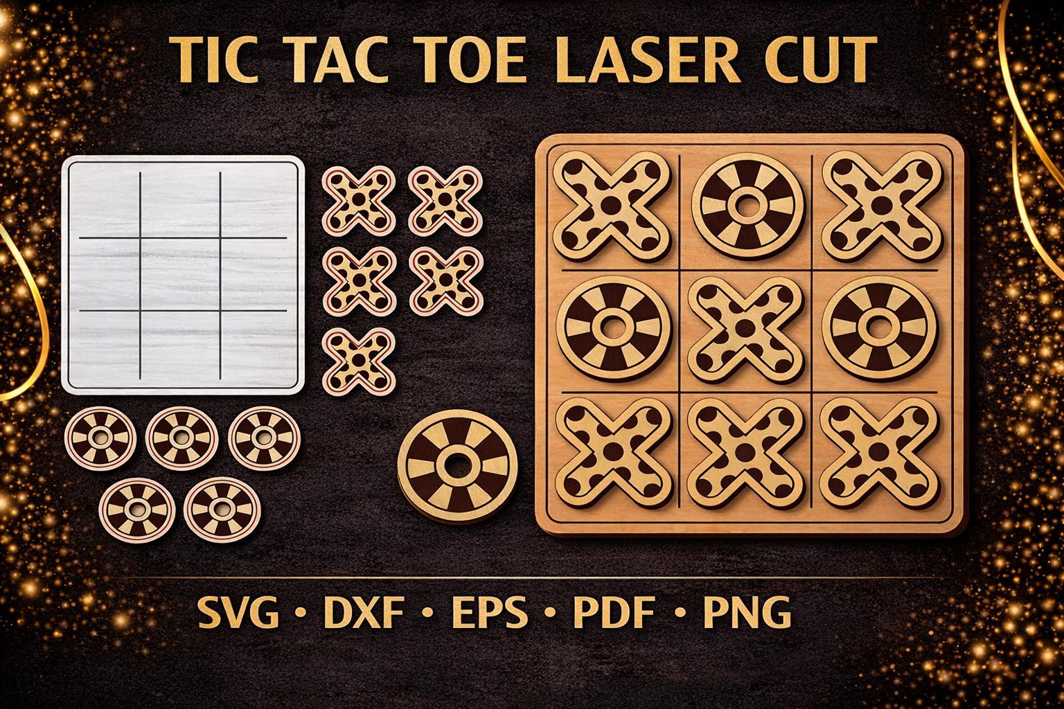Tic Tac Toe Laser Cut SVG Bundle | Wooden Game Board Design | CNC ...
