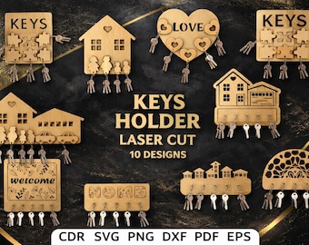 Llavero SVG cortado a láser | Decoración del hogar cortada a láser | Paquete de llaveros cortados a láser | Diseño SVG de llavero | Archivos CNC