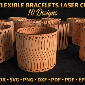 Flexible Bracelet Laser Cut SVG | Wooden Bracelet Design | CNC SVG Files for Laser Cutting | Digital Download