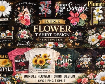 Paquete de diseño de ropa urbana con flores | Gráficos de motociclistas urbanos para camisetas | Descarga digital