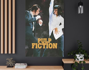 Pulp Fiction Dance, Mia Wallace & Vincent Vega Painting, Quentin Tarantino Movie Pop Art, Canvas Ready To Hang 1.25" Deep No Y-524
