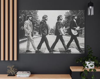 The Beatles Band Walking on the Street Lienzo en blanco y negro listo para colgar 1,25 Y-260
