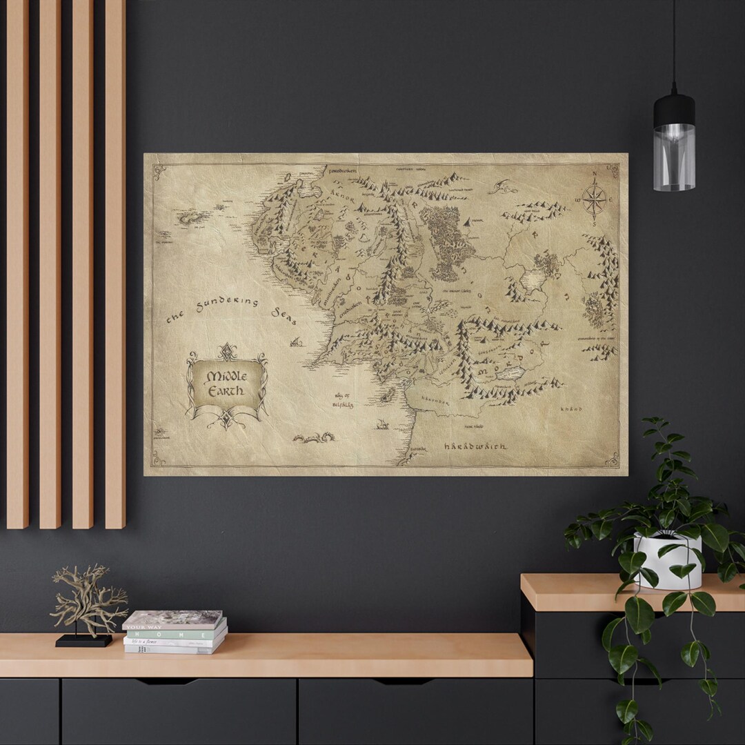 Middle Earth Map Canvas Print, Lord of the Rings Ready to Hang - Etsy