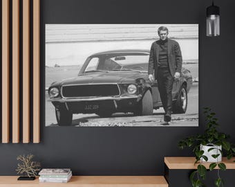 Steve Mcqueen Ford Mustang Bullitt Movie Canvas Ready To Hang 1.25 Y-288