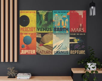 NASA Space Travel Style Retro Vintage Decor Canvas Ready To Hang 1.25 Y-551