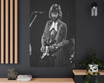 Quadro em tela com a imagem de Eric Clapton, década de 1970, pronto para pendurar, 3,17 cm de profundidade, nº Y-279