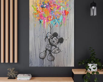 Abstrait Mickey Mouse, Street Art Graffiti Pop Art toile prête à accrocher 1,25" de profondeur No Y-468