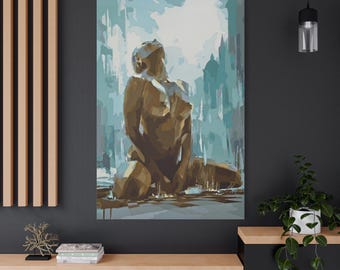 Sensual Woman Painting: Modern Figure Art, Ready to Hang Canvas