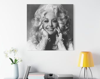 Dolly Parton, célèbre toile emblématique en noir et blanc pour chanteur de musique country, prête à accrocher 1,25 po. de profondeur, non Y-289