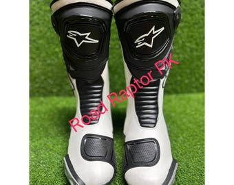 Buty motocyklowe Alpinestars White & Black Racing – skórzane, ochronne, z certyfikatem CE – męskie buty sportowe