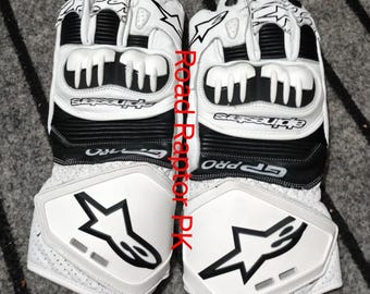 Alpinestars GP Pro Style Vit & Svart Läder Motorcykelutrustning - Helhandske Skyddande Racinghandskar