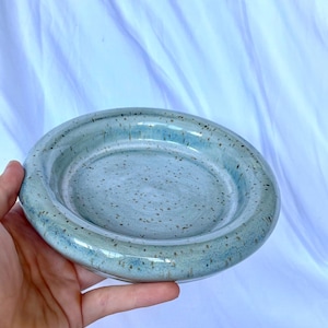 Handmade Ceramic Grey/Blue Bubble Plate/ Trinket Dish