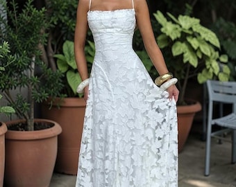 Robe de soirée dos nu Luna avec bretelles réglables - Robe de soirée longue intemporelle