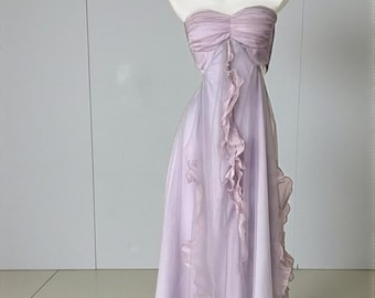 Robe lavande fabriquée à la main sans manches