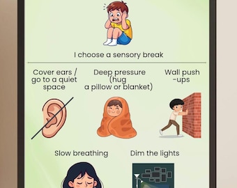 Sensory Calm-down-poster voor kinderen | Grafiek voor overstimulering sensorische breuken bij kinderen | Autisme ADHD | Afdrukbare pdf