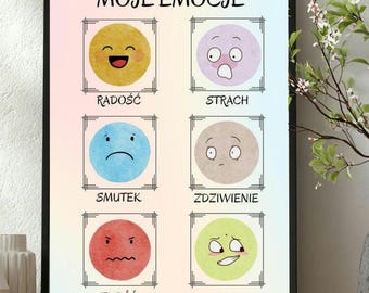 Feelings Chart for Kids | Emotions Poster for Children | Emotional Regulation Printable | Therapy Wall Art