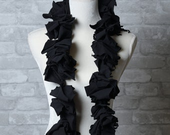 wearable art scarf,unique black scarf for woman