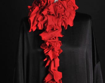 Red wearable art viscose scarf