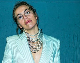 GoldenFabric Necklace, Multi Strand Fabric Necklace ,Hand Dyed Necklace, Fabric Bib Necklace ,Green Fabric Necklace ,Fabric Strands Necklace