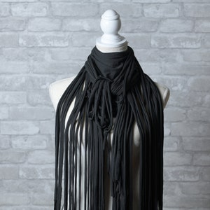 Dark grey Fringe sculptured Scarf,versatile scarf image 5