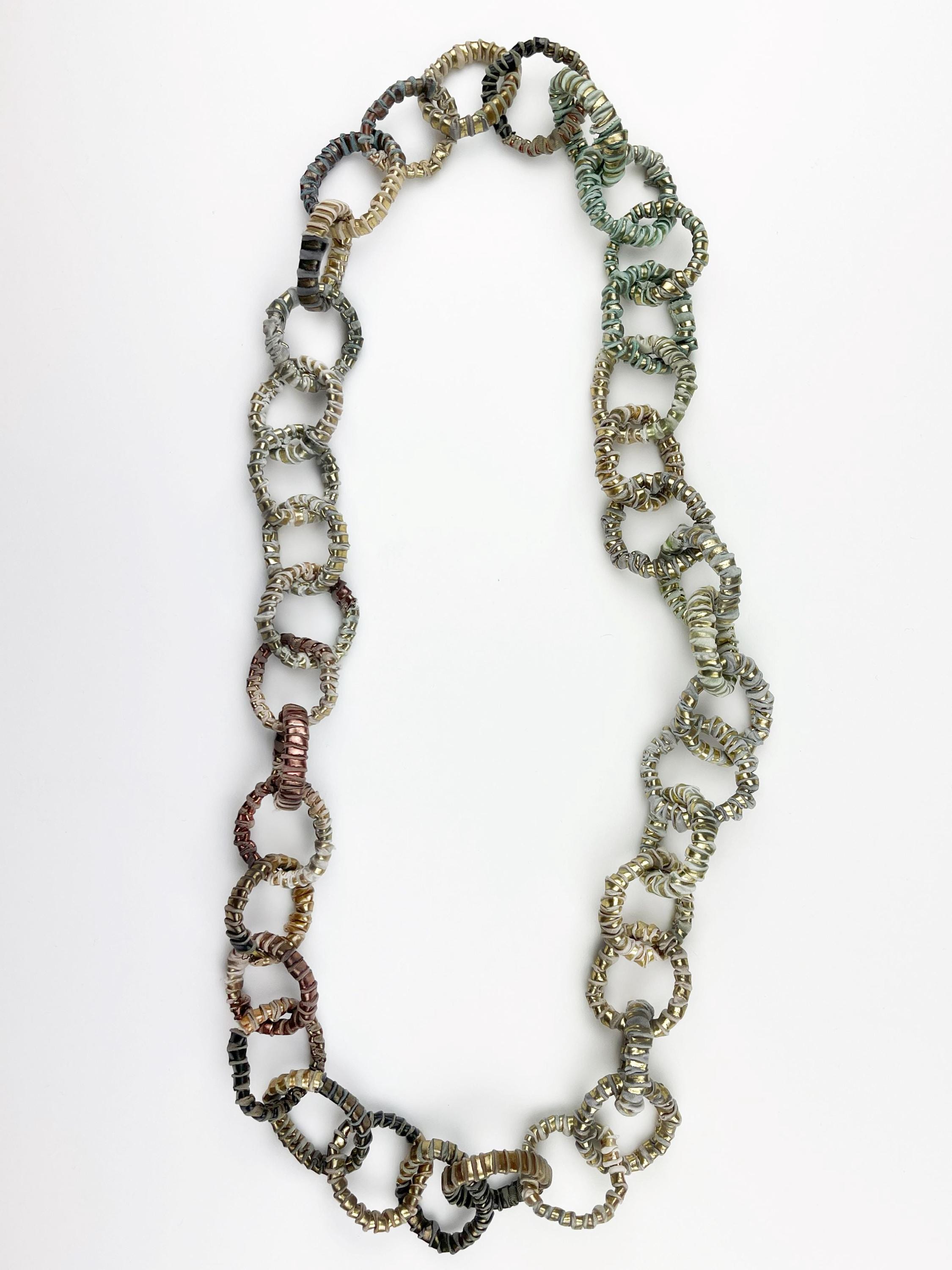 Fabric Chain Necklace, Golden Fashion Necklace, Loop Fashion Necklace ...