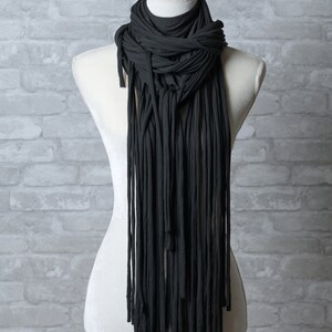 Dark grey Fringe sculptured Scarf,versatile scarf image 4
