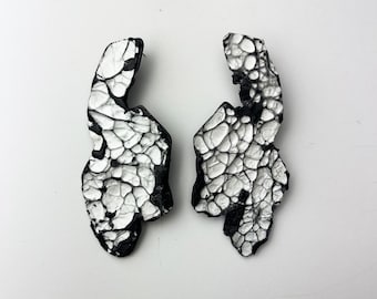 White Statement Earrings ,Bold Earrings, Large Earrings, Black and White earrings,