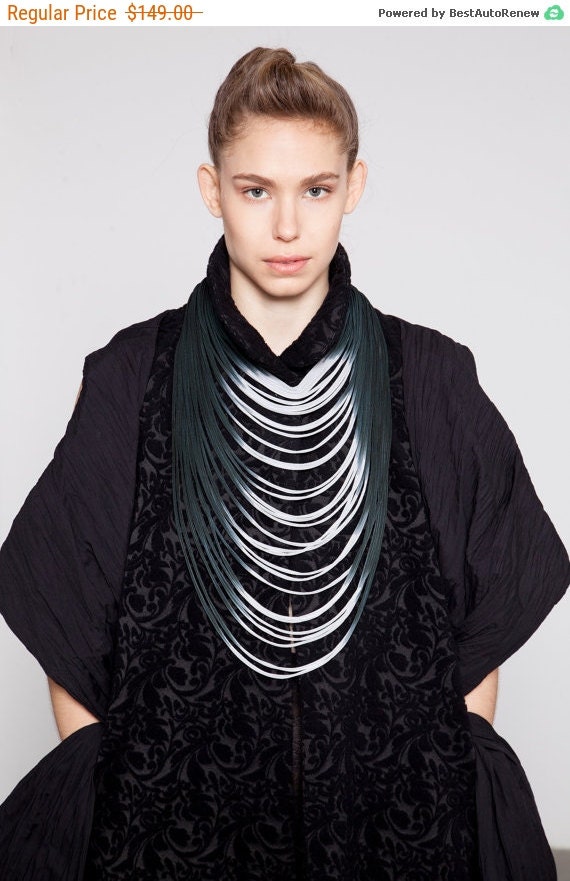 Items similar to Long dip dye multistrands fabric necklace, statement ...