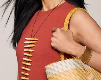 Adjustable Fabric Necklace, Yellow Drop Necklace, Fabric Yellow Necklace, Unique Fabric Necklace, Fabric Necklace For Mom