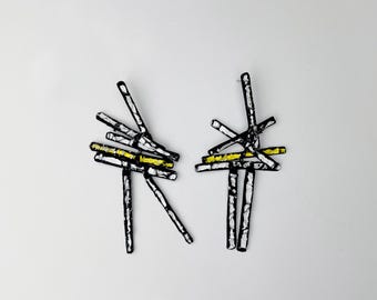 Geometric Drop Earrings ,kinetic Earrings, Textured Earrings, Yellow earrings, Colorful Drop Earrings.