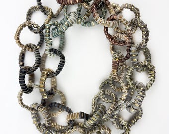 Golden Fabric Necklace , Golden Fashion Necklace , Adjustable Statement Necklace , Versatile Fashion Necklace