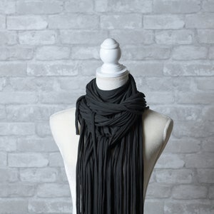 Dark grey Fringe sculptured Scarf,versatile scarf image 7