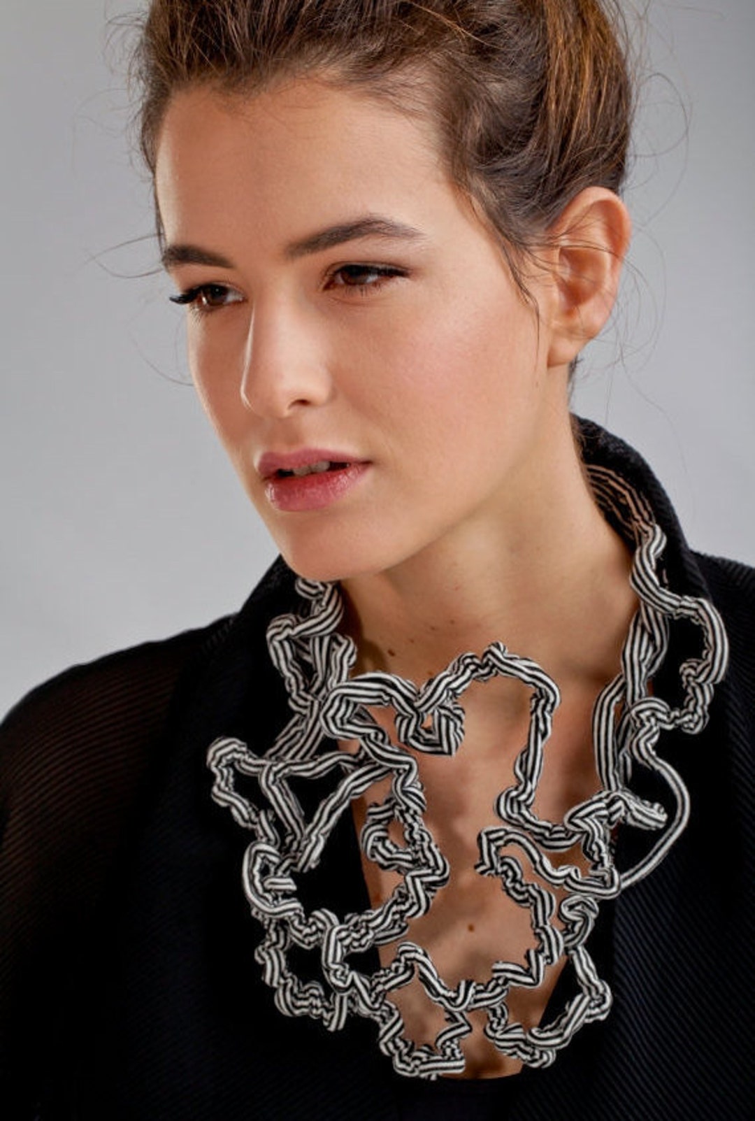 Black and White Necklace, Versatile Necklace, Black and White Strip