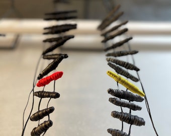 Grey Drop Necklace, Fabric Grey Necklace, Unique Fabric Necklace, Unique Fabric Necklace, Fabric Necklace For Mom