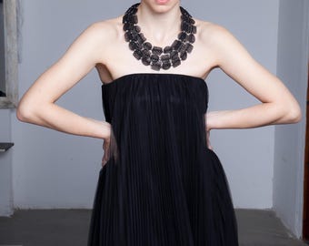 Schwarze Chiffon Halskette — Handgemachter Brooklyn Art Schmuck