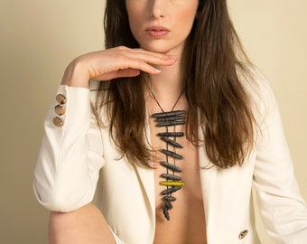 fabric drop necklace, Fabric Grey Necklace, Unique Fabric Necklace, Unique Fabric Necklace, Fabric Necklace For Mom