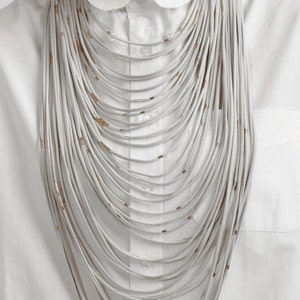 textile necklace, long necklace, statement necklace,scarf necklace, stone gold necklace, strands necklace, textile jewelry, jersey necklace image 2