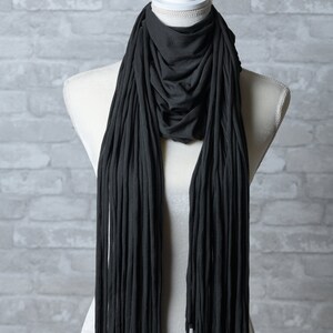 Dark grey Fringe sculptured Scarf,versatile scarf image 3