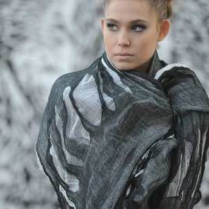 Oversize blanket scarf - Black and white cotton scarf - fashion scarf - Christmas gift - Sheer scarf- shawl