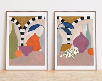 Set de dos Ilustraciones, Depeapa giclée prints,  - JARRONES Y ARCOS BODEGÓN -