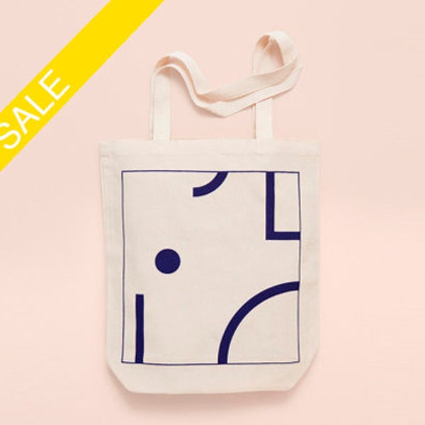 BLUE SHAPES - Screen printed canvas fair trade eco-tote bag