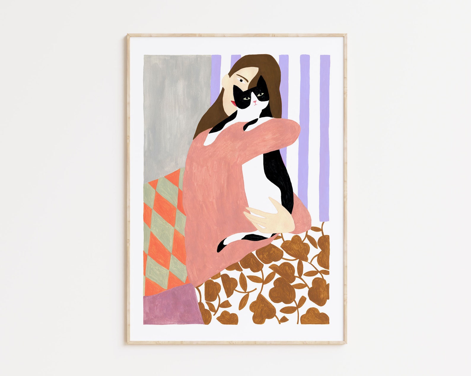 Verónica de Arriba Woman and cat art print