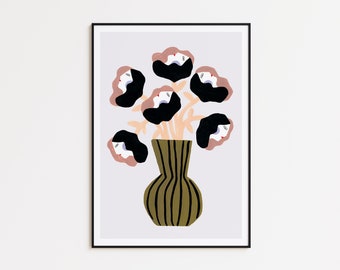 Wall art home decor, woman art print, depeapa illustration, flowers art print  - WOMEN and FLOWERS -