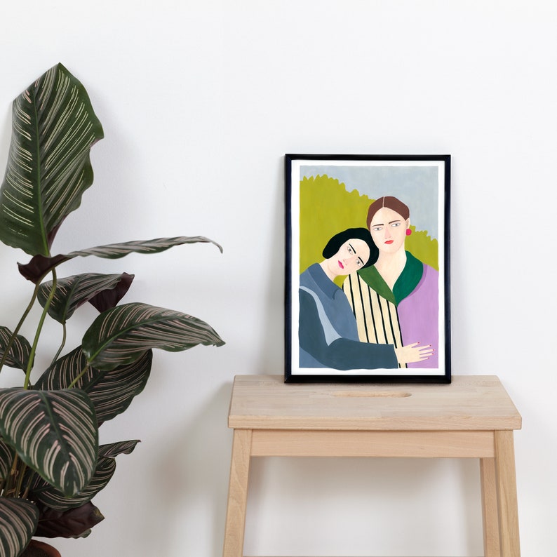 Wall decor art print, hug art print, women illustration, depeapa print HUG image 2