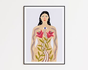 Wall art home decor, woman art print, depeapa illustration - Mystical woman -