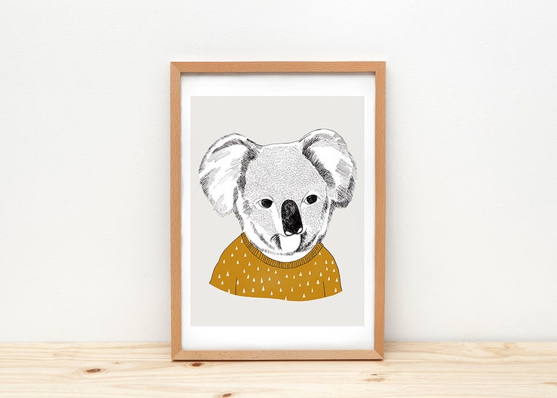 Koala Giclee Art Print Modern Nursery Art Wall Decor Kids Etsy